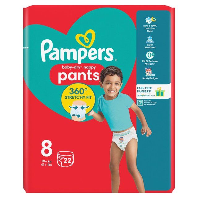 Pampers Baby Dry Nappy Pants Size 8 Essential Pack 22 per pack