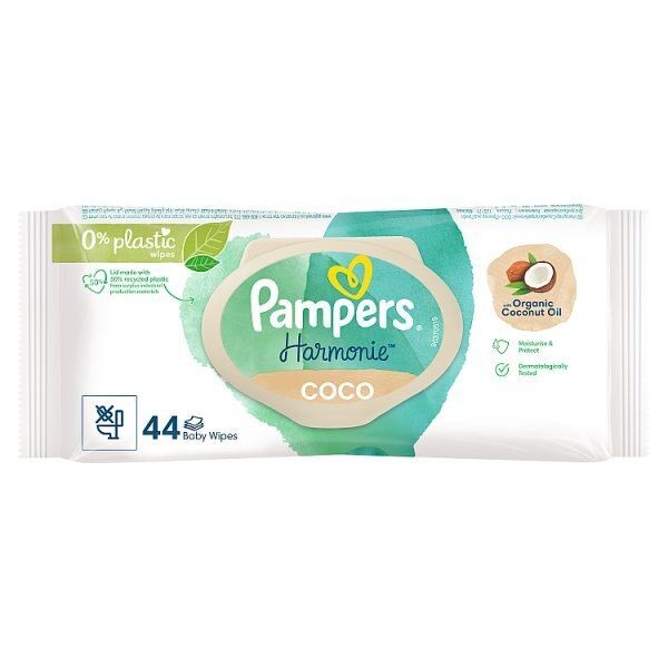 Pampers Harmonie Coco Baby Wipes Plastic Free 44 pack
