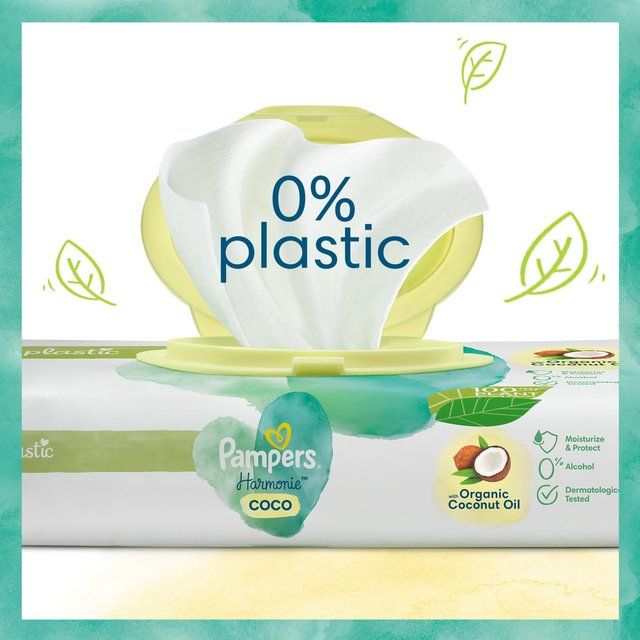 Pampers Harmonie Coco Plastic Free Wipes 3 Pack 132 per pack