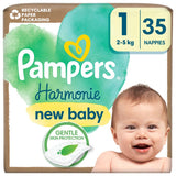 Pampers Harmonie New Baby Nappies Size 1, 35 Nappies, 2kg-5kg, Essential Pack