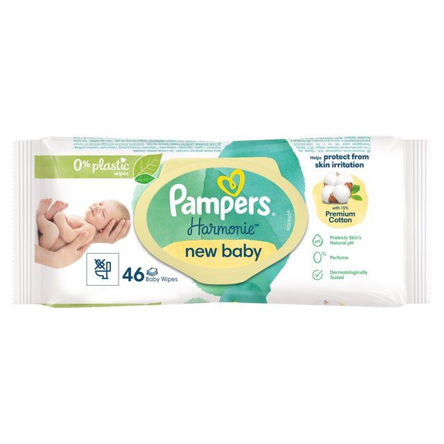 Pampers Harmonie New Baby Plastic Free Baby Wipes 46 per pack