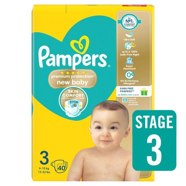 Pampers New Baby Nappies Size 3 (6-10kg) Essential Pack 40 per pack