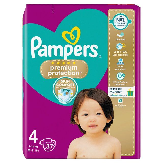 Pampers Premium Protection Nappies Size 4 (9-14kg) Essential Pack 37 per pack