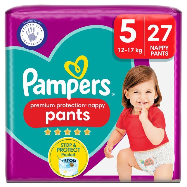 Pampers Premium Protection Nappy Pants Size 5 (12-17kg) Essential Pack 27 per pack