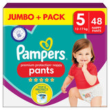 Pampers Premium Protection Nappy Pants Size 5, 12kg-17kg, 48 Nappies, Jumbo+ Pack