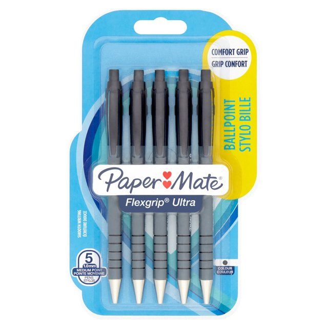 Paper Mate Flex Grip Retractable Black 5 per pack