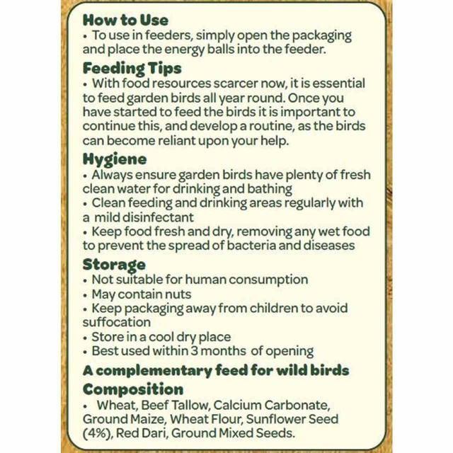 Peckish Natural Balance Energy Suet Fat Balls for Wild Birds 50 per pack