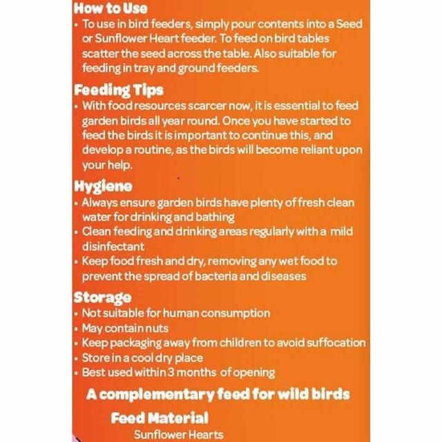 Peckish Sunflower Hearts For Wild Birds 2kg