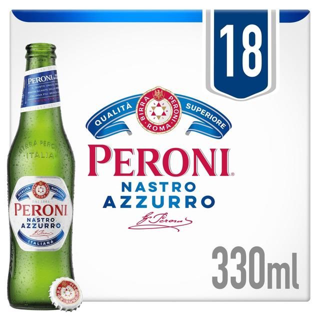 Peroni Nastro Azzurro Beer Lager Bottles 18 x 330ml