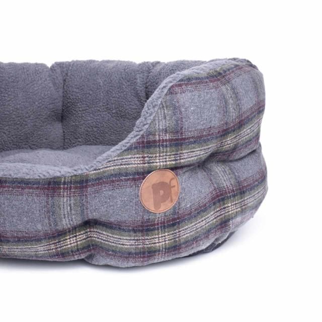 Petface Grey Tweed Oval Pet Bed Medium