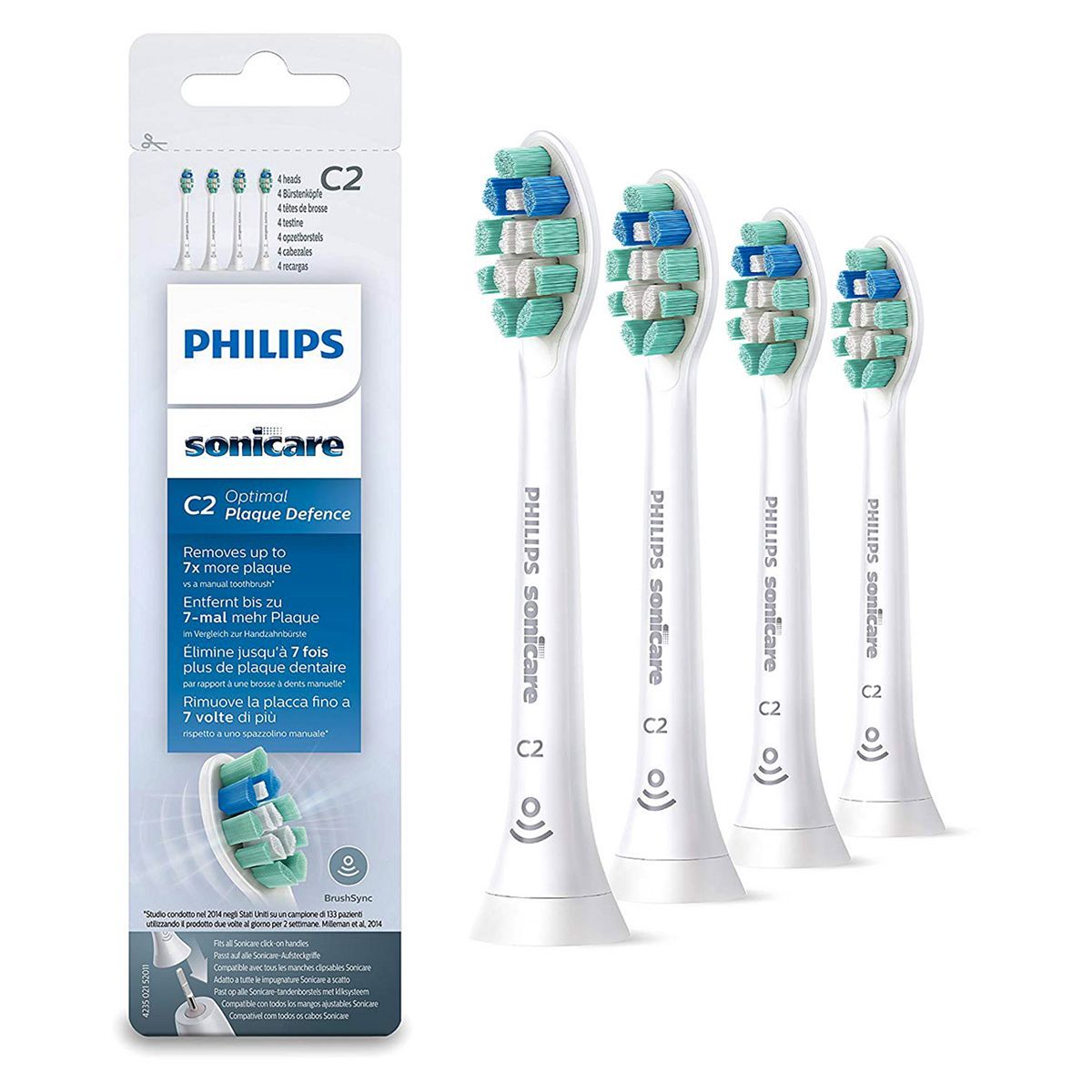 Philips Sonicare C2 Optimal Plaque Defence White Replacement Brushheads - 4pk HX9024/10