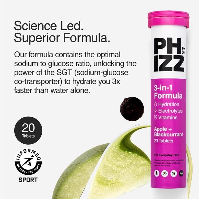 Phizz Apple & Blackcurrant Multivitamin Hydration & Electrolyte Tablets 60 per pack