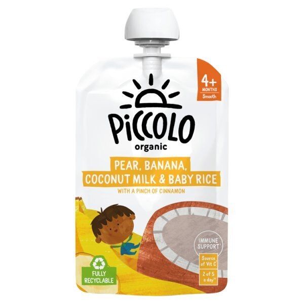Piccolo Organic Pear, Banana, Coconut & Baby Rice 4m+ 100g