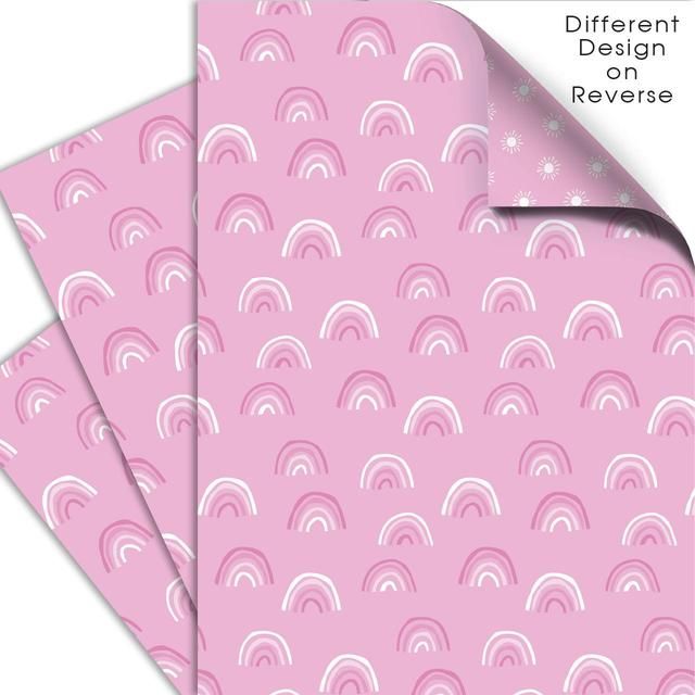 Pink Rainbow Double Sided Gift Wrap Sheets 3 per pack
