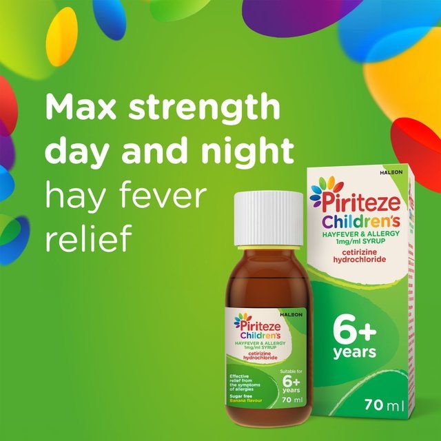 Piriteze Hayfever & Allergy Syrup Sugar Free Age 6+   70ml