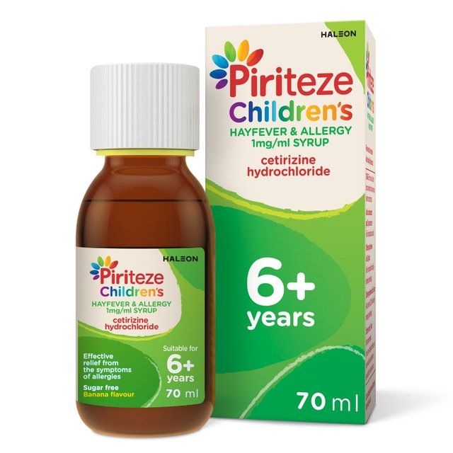 Piriteze Hayfever & Allergy Syrup Sugar Free Age 6+   70ml