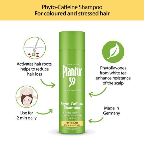 Plantur 39 Caffeine Shampoo Coloured Stressed Hair 3x 250ml