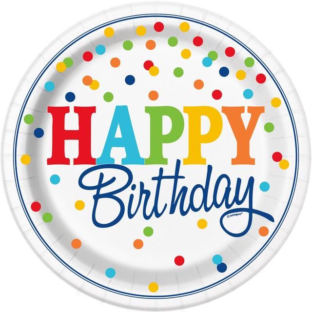 Polka Dot 23cm Birthday Party Plates 8 per pack