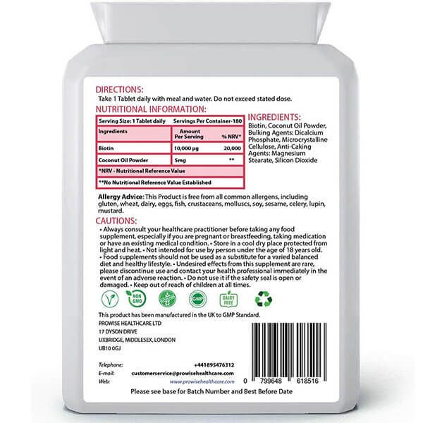 Prowise Biotin Formulated With Coconut Oil 10,000mcg x 180