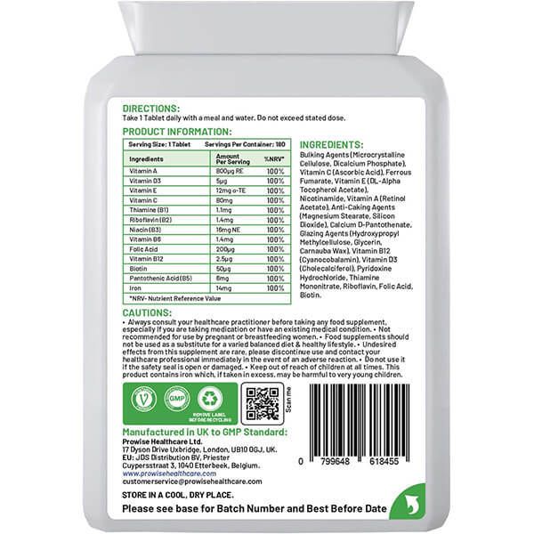 Prowise Multivitamin & Iron 180 Tablets 6 Months Dose