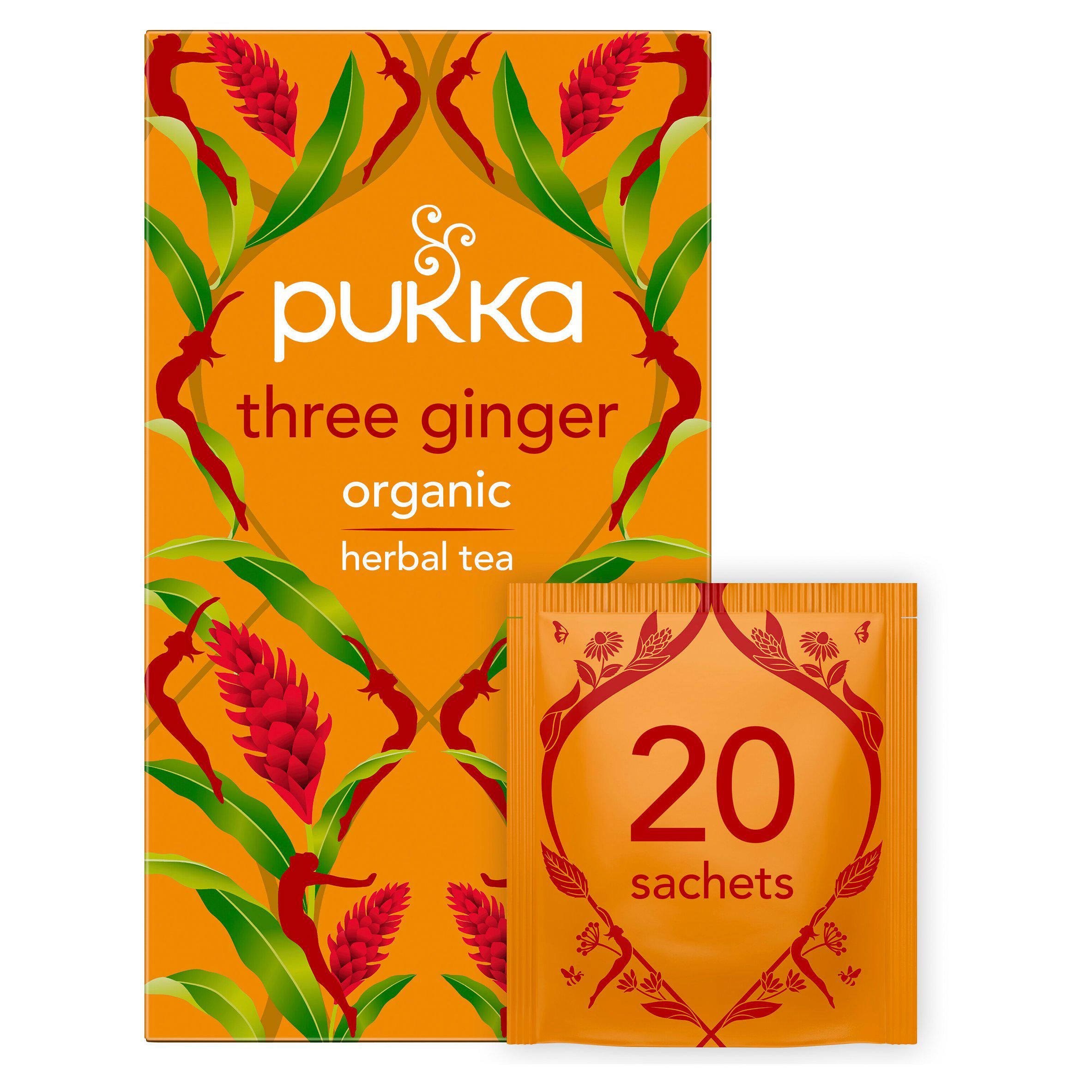 Pukka Organic Three Ginger Tea Home Compostable Herbal Tea Bags x20