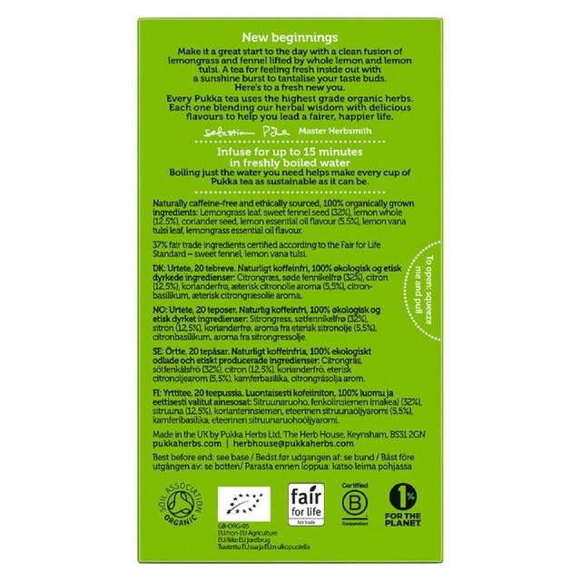 Pukka Tea Fresh Start Organic Herbal Tea   20 per pack