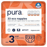 Pura Eco Nappies Size 3 (4-9kg) 33 per pack