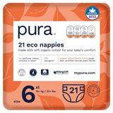 Pura Eco Nappies Size 6 (15kg+) 21 per pack