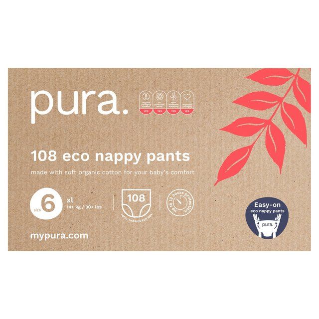 Pura Eco Nappy Pants Size 6 (14Kg+) Mega Pack   6 x 18 per pack