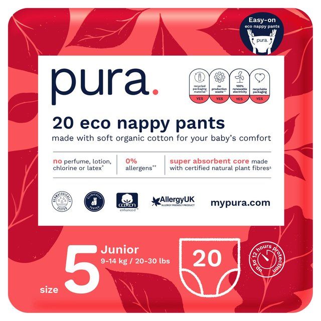 Pura High Performance Eco Nappy Pants Size 5 (9-14kg)   20 per pack