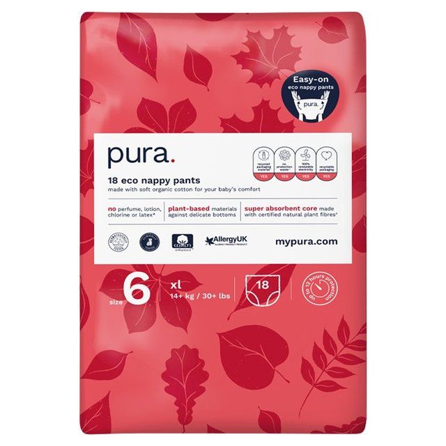 Pura High Performance Eco Nappy Pants Size 6 (14kg+) 18 per pack