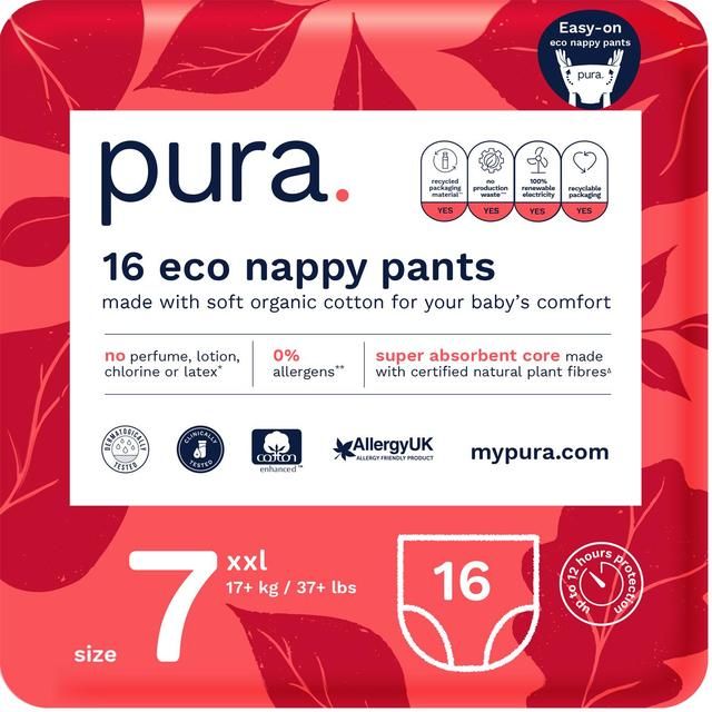 Pura High Performance Eco Nappy Pants Size 7 (17+ kg) 16 per pack