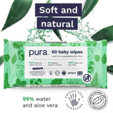 Pura Plastic Free Baby Wipes 12 x 60pk   12 x 60 per pack