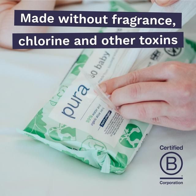 Pura Plastic Free Baby Wipes 12 x 60pk   12 x 60 per pack