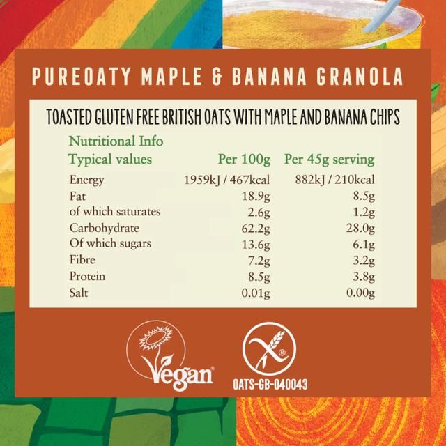 Pure Oaty Glebe Farm Gluten Free Maple & Banana Oat Granola 325g