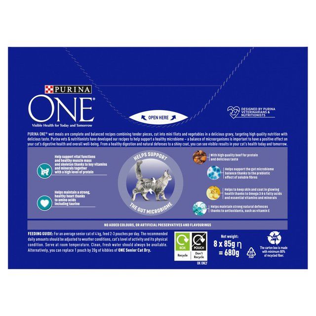 Purina One Senior 7+ Mini Fillets Chicken & Beef Wet Cat Food   8 x 85g
