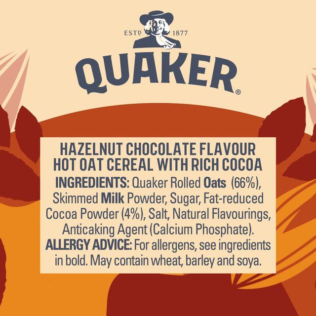 Quaker Heavenly Oats Hazelnut Chocolate Porridge Cereal Pot   58g