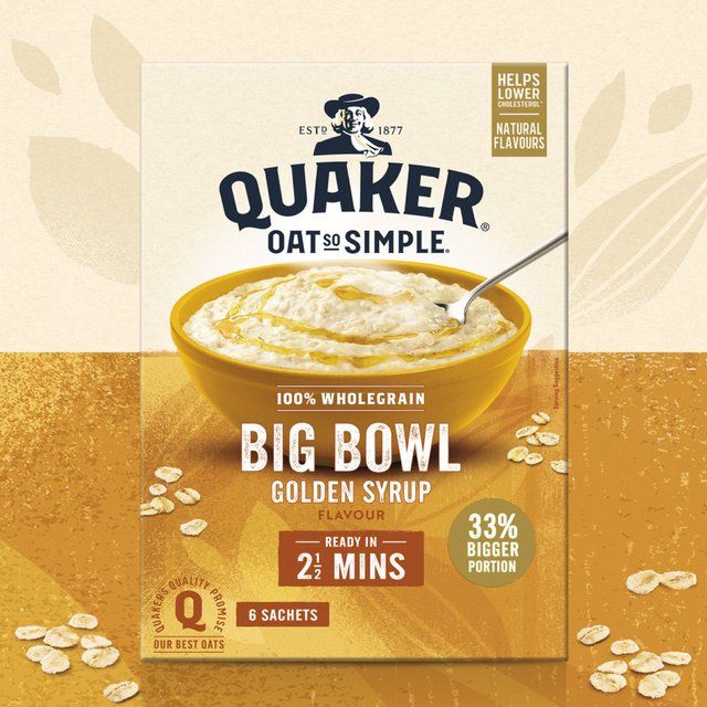 Quaker Oat So Simple Big Bowl Golden Syrup Porridge Sachets Cereal 6 per pack