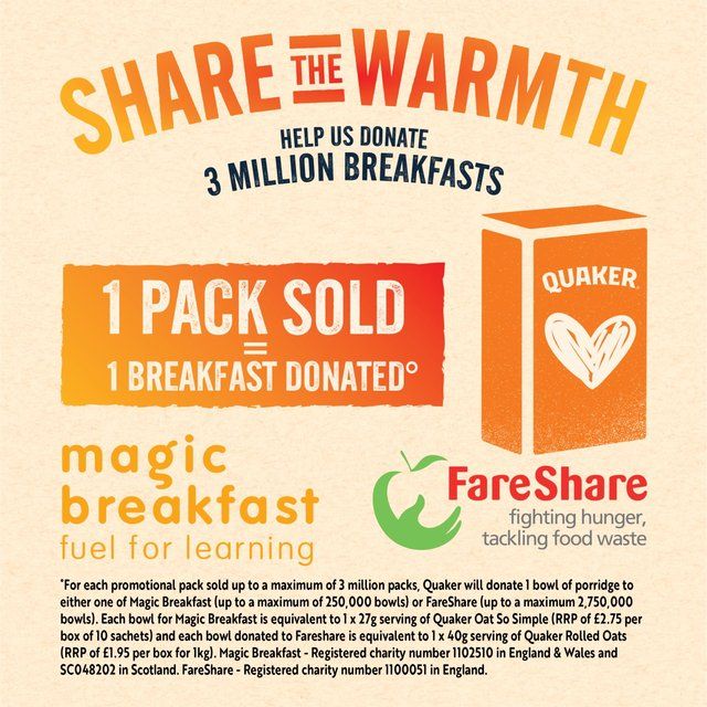 Quaker Oat So Simple Golden Syrup Porridge Sachets Cereal 10 per pack