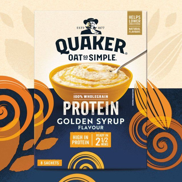 Quaker Oat So Simple Protein Golden Syrup Porridge Sachets Cereal 8 per pack