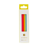 Rainbow Birthday Candles with Holders 16 per pack