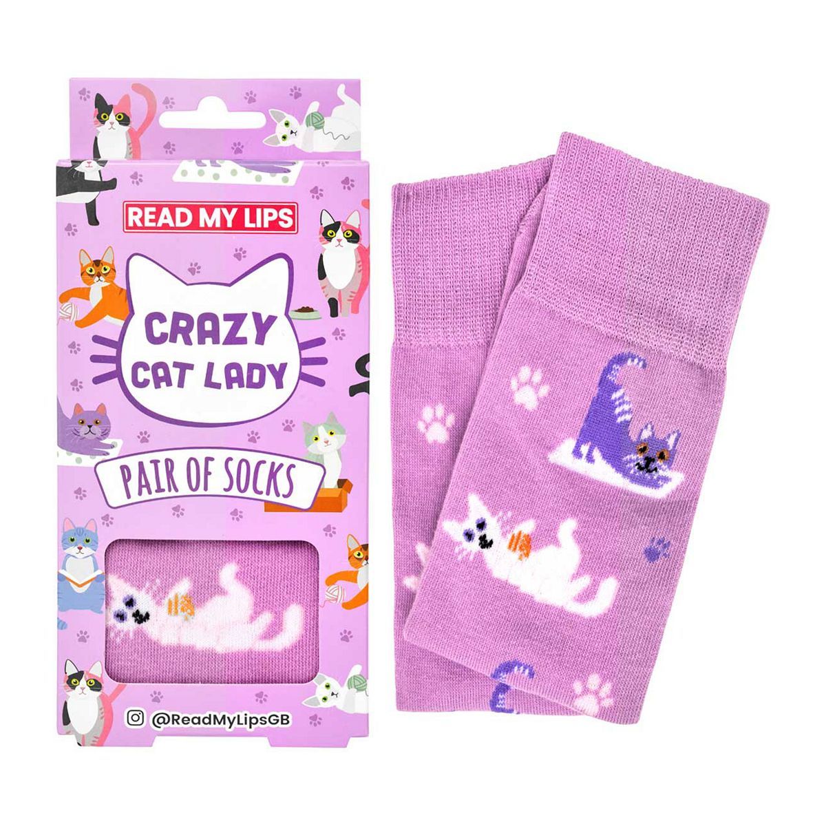 Read My Lips Crazy Cat Lady Socks