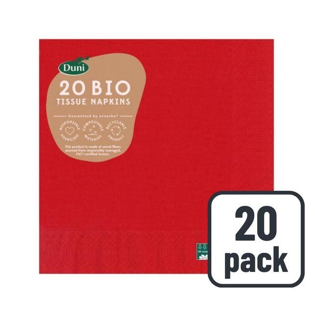 Red Compostable 3 Ply Paper Napkins   20 per pack