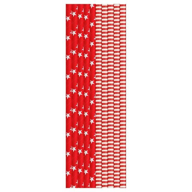 Red & White Recyclable Paper Straws 25 per pack