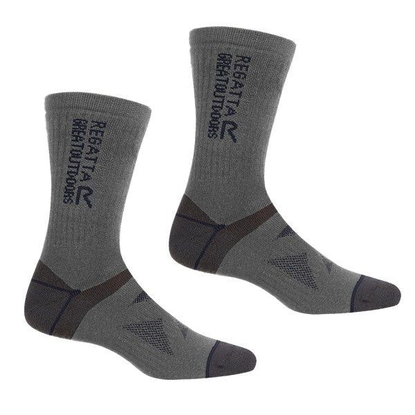 Regatta Adult Wool Hiking Boot Socks (Pack of 2) (6-8) Briar Grey/Navy / 0.20EA