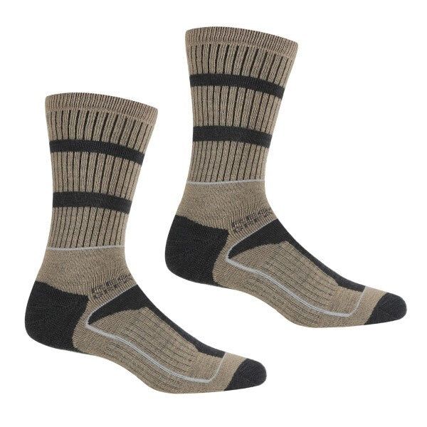Regatta Mens Samaris 3 Season Socks (Pack of 2) (6-8) Moccasin Brown/Briar Grey / 0.42EA