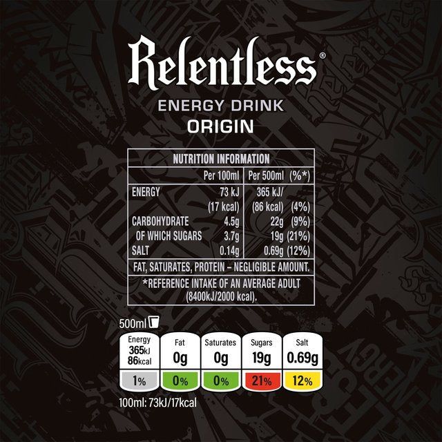 Relentless Origin Energy Drink 4 x 500ml