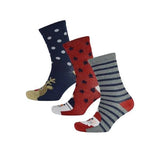 RJM Mens Christmas Cotton Socks (Pack Of 3) (7-11) Rudolph/Snowman/Santa / 1EA