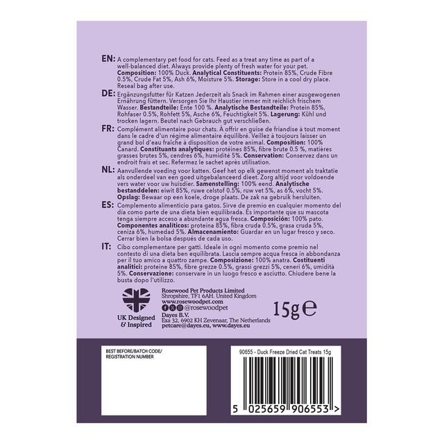 Rosewood Duck Freeze Dried Cat Treats 15g