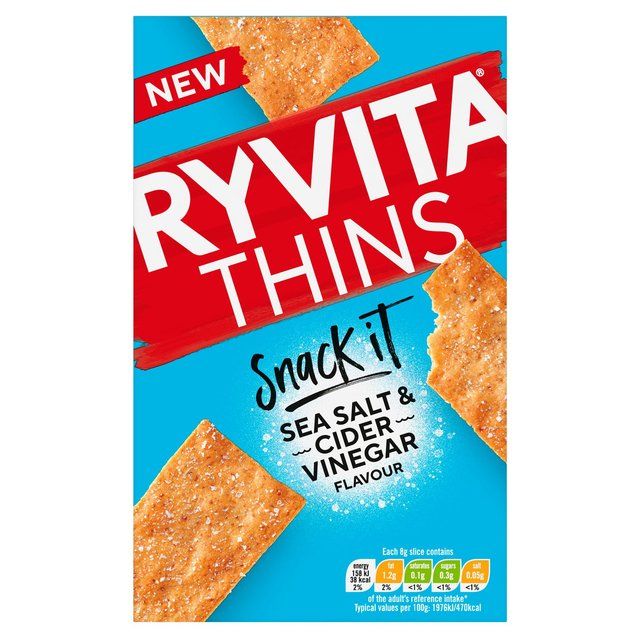Ryvita Snack It Thins Sea Salt and Cider Vinegar Flatbread Snacks 125g